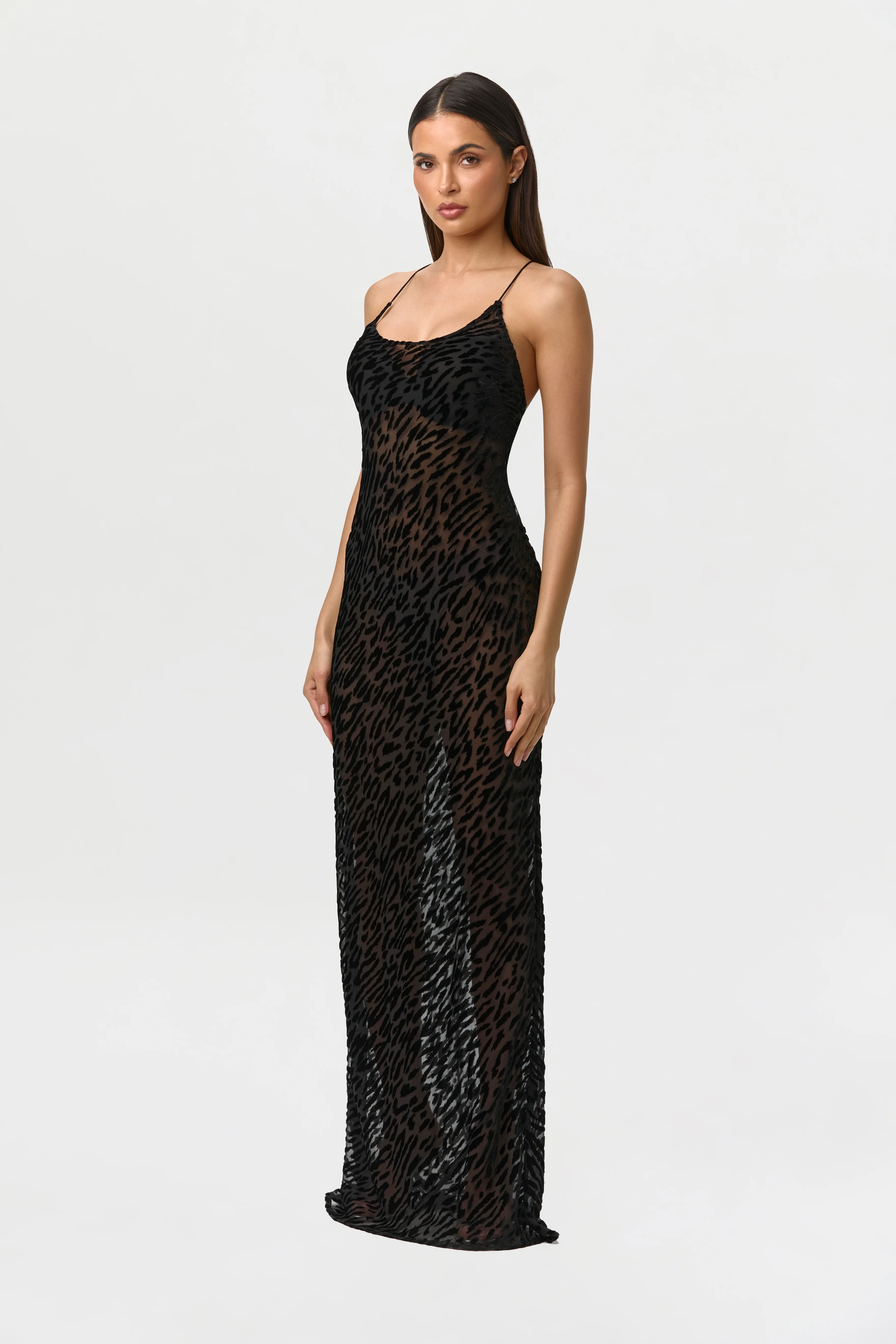 Burnout Lace-UP Maxi Dress