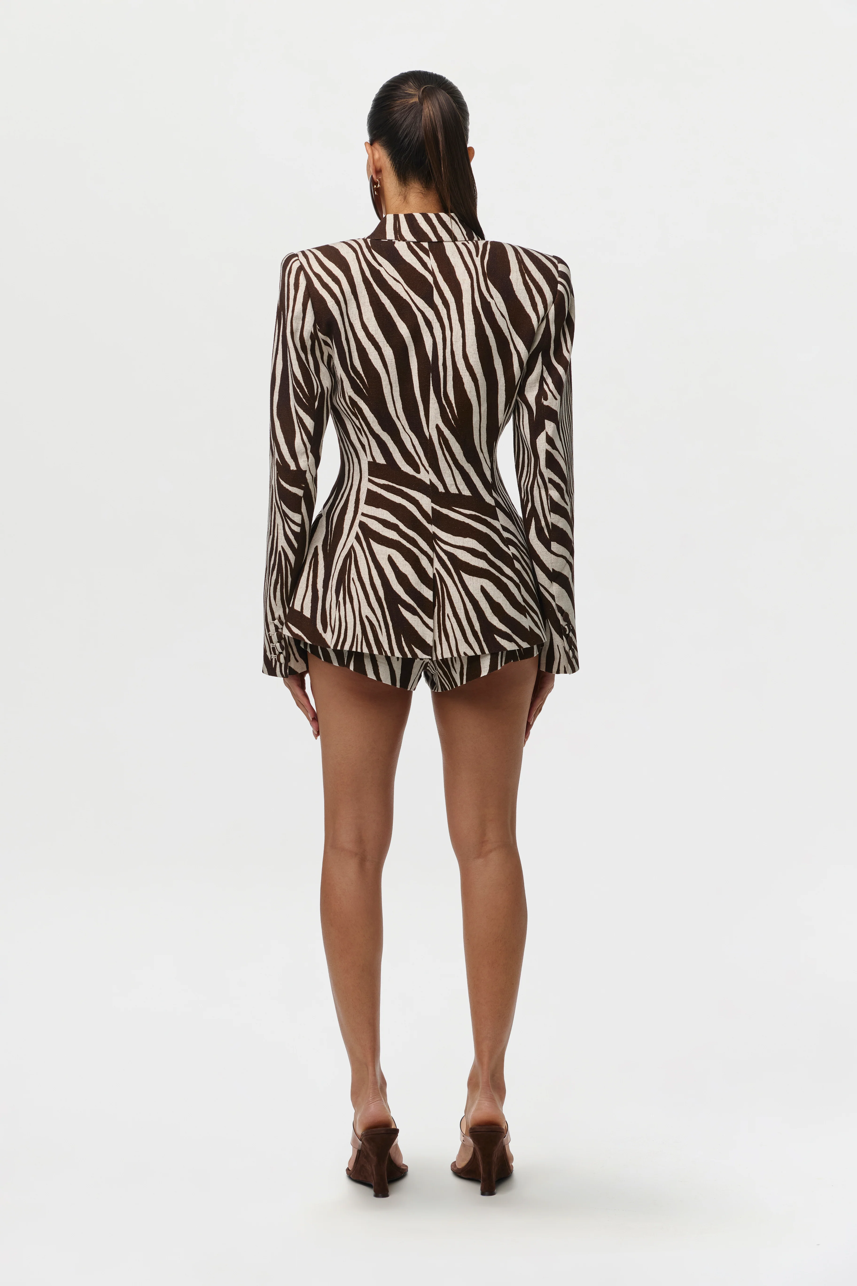 Linen Print Sculpted Blazer - Image 6