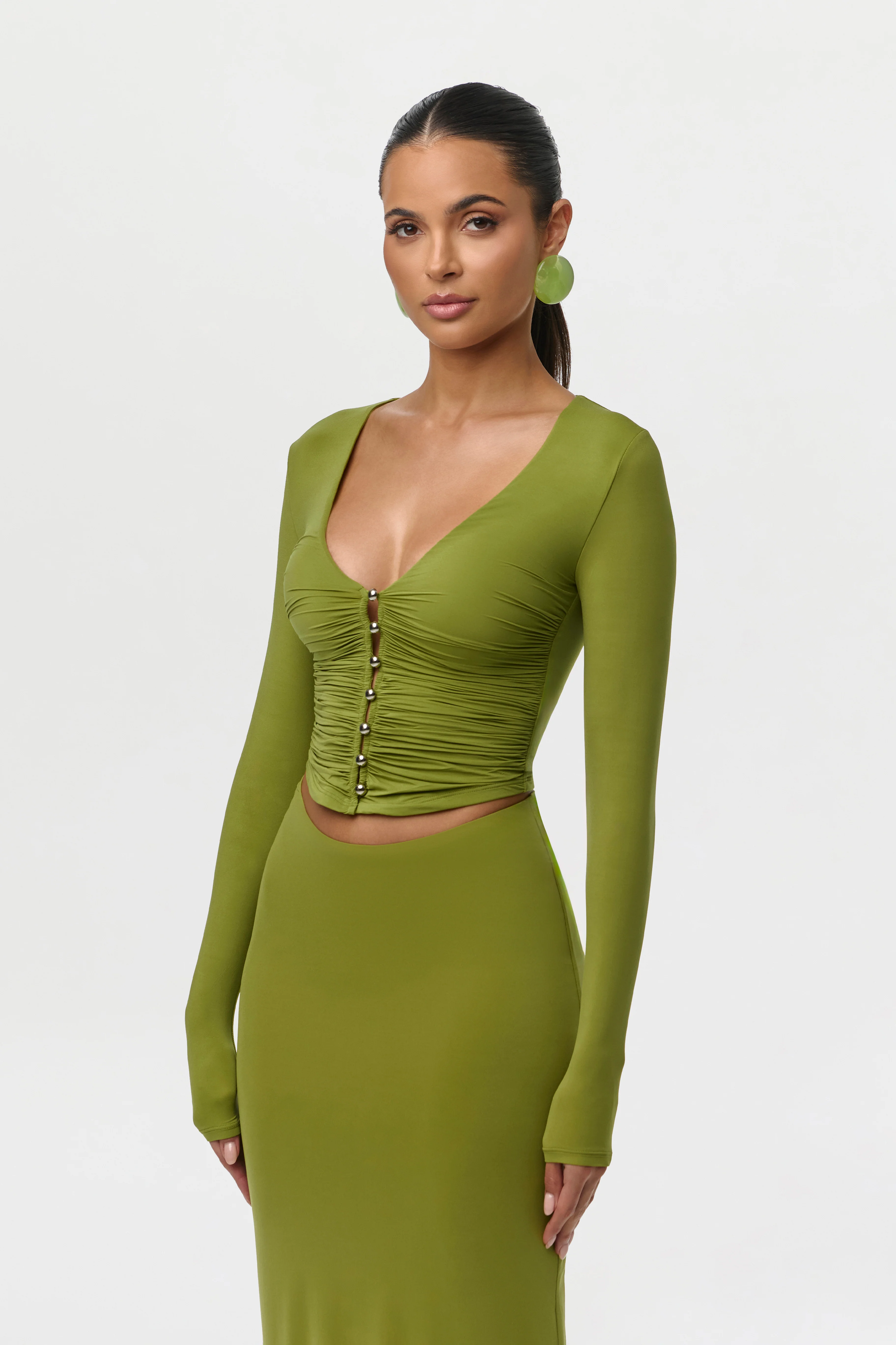 Naked Shirred Button Up Top - Image 10