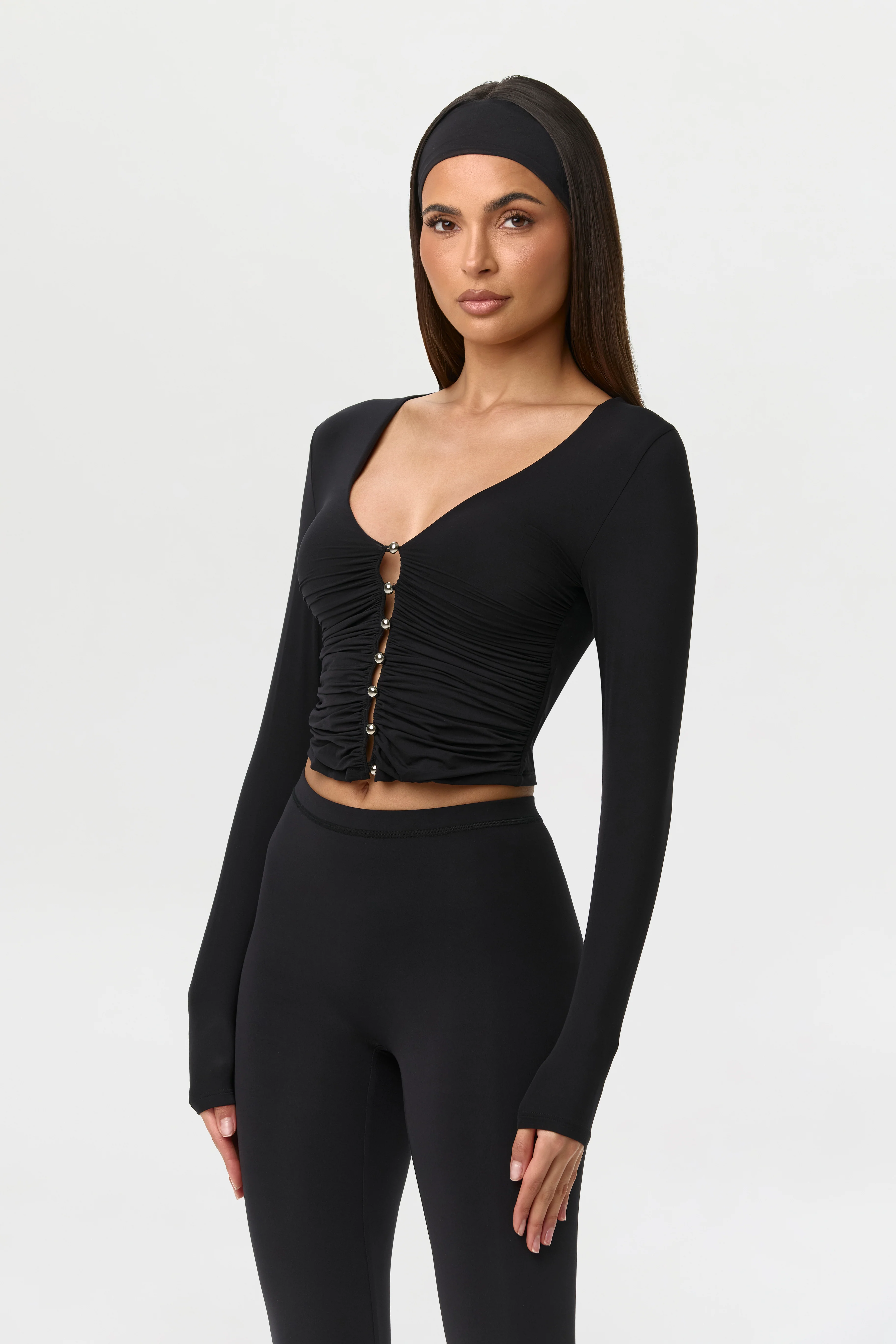 Naked Shirred Button Up Top - Image 4