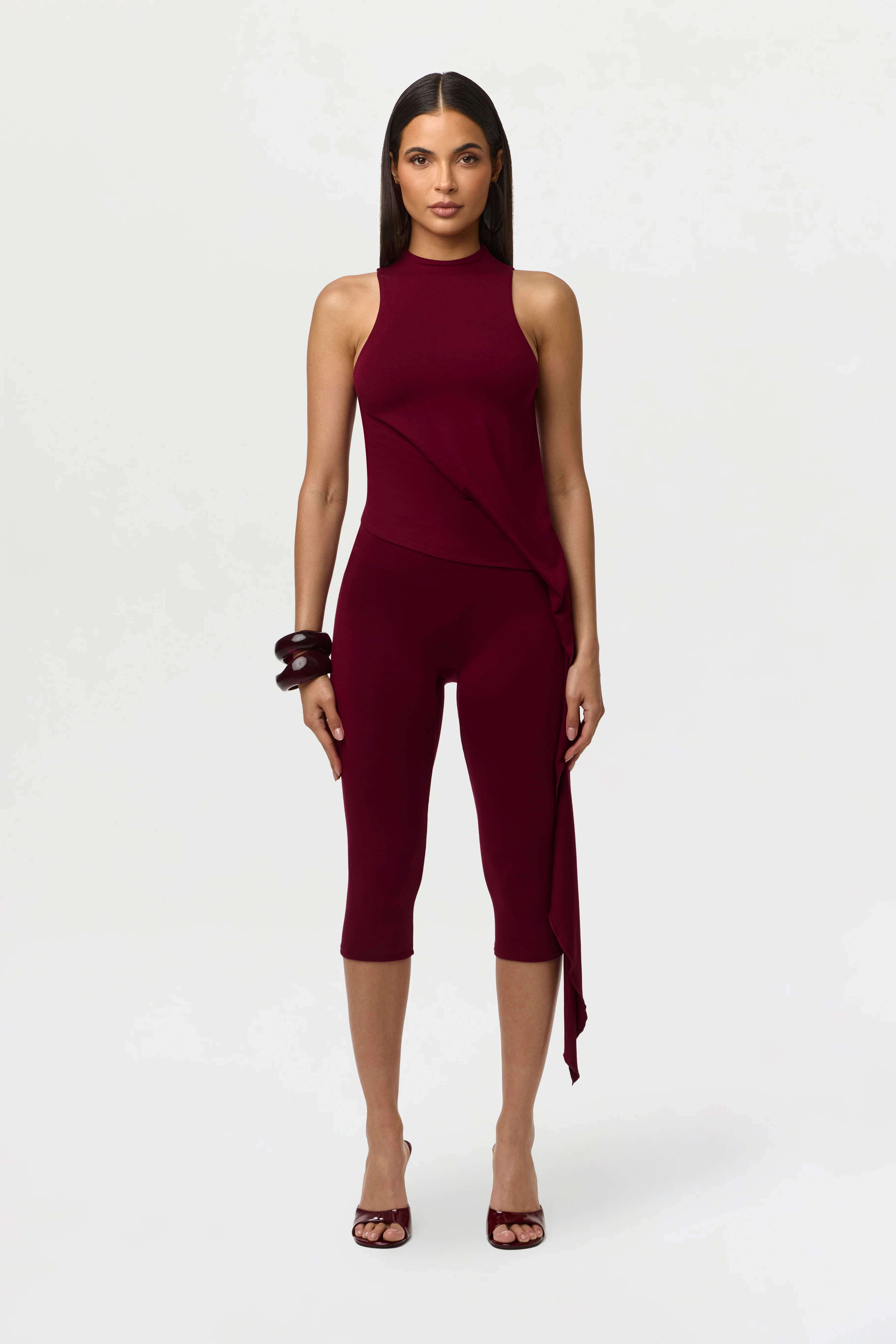 Smooth Sleeveless Drape Top