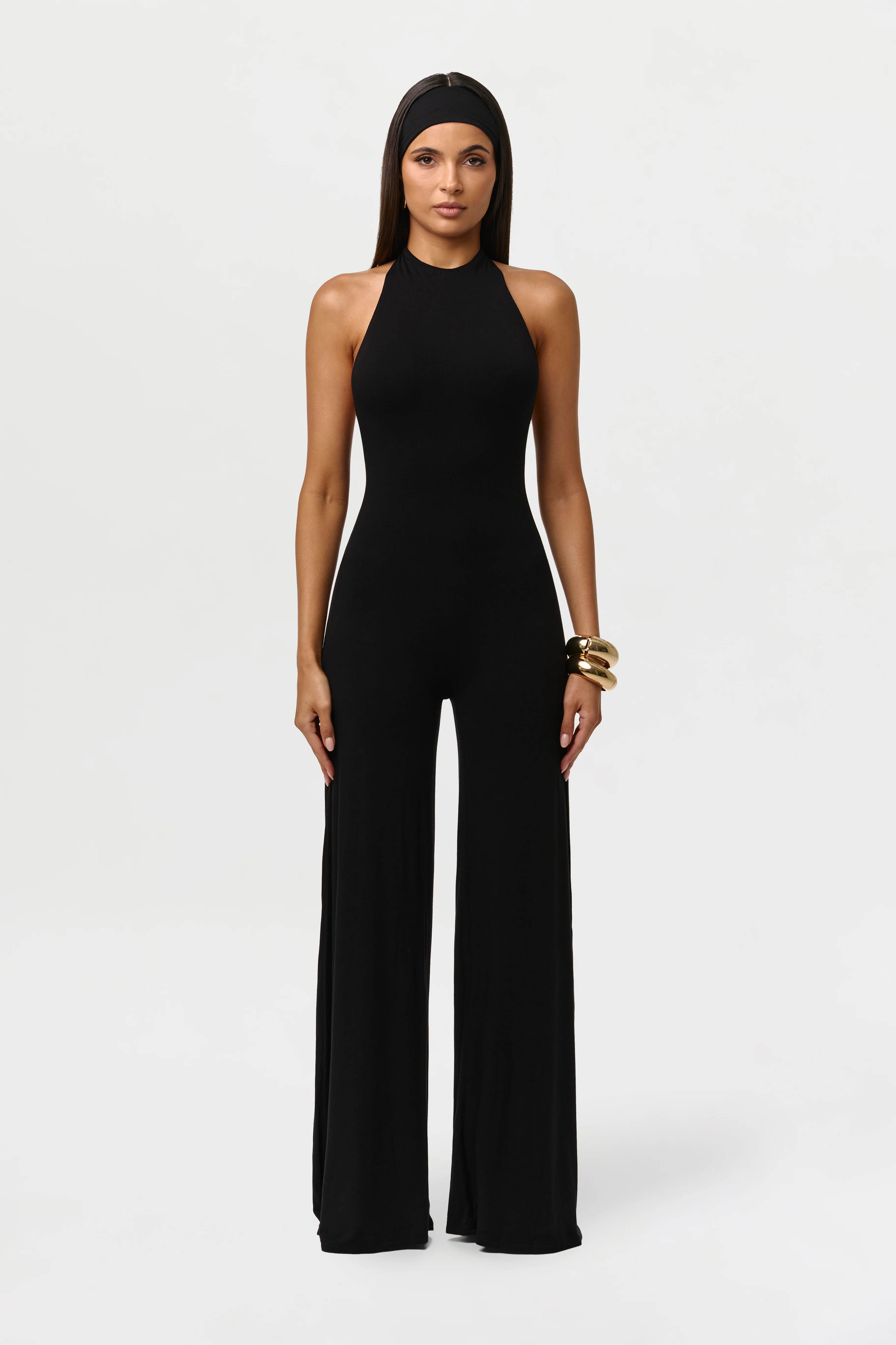 Smooth Halter Wide Leg Jumpsuit