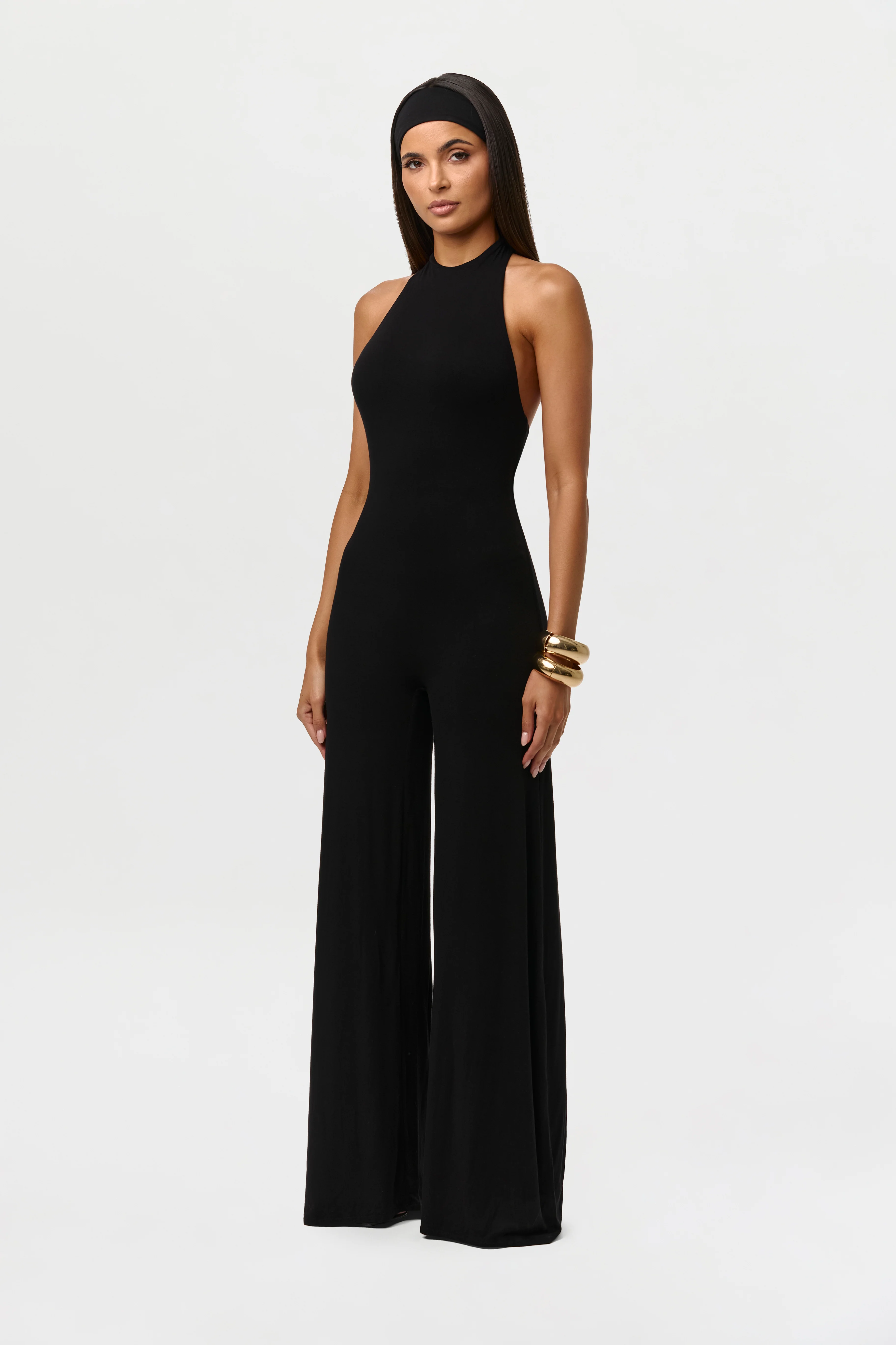 Smooth Halter Wide Leg Jumpsuit - Image 2